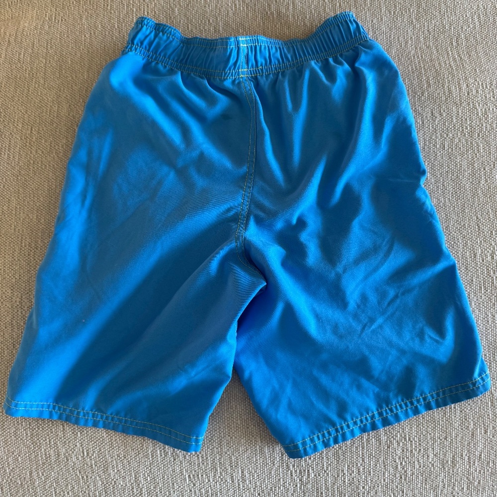 Nike Boys Blue Swim Shorts with Yellow Swoosh - Picture 2 of 3